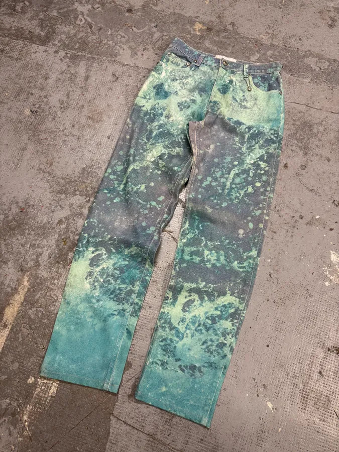 1990s Roberto Cavalli Green Waves Pants hLSMeaD 4