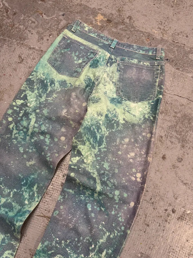 1990s Roberto Cavalli Green Waves Pants hLSMeaD 6