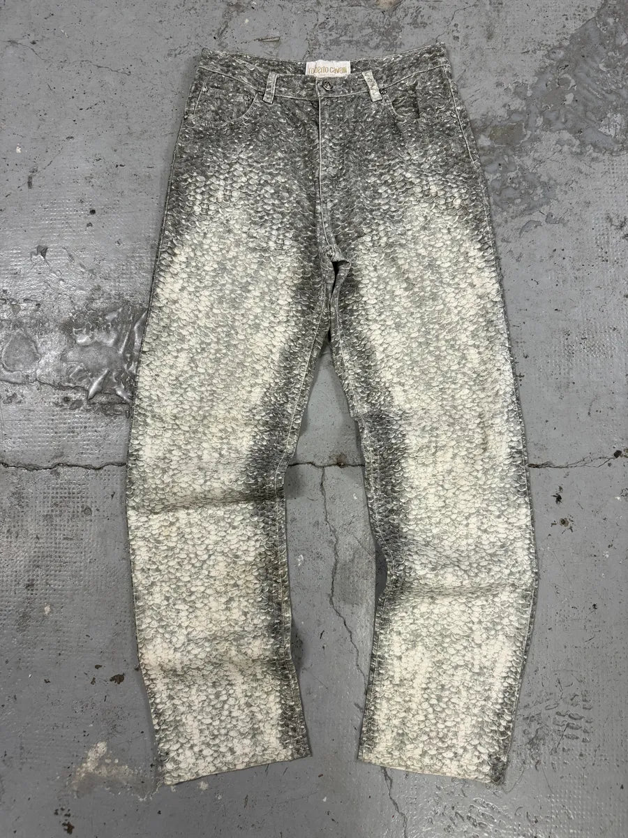 1990s Roberto Cavalli Grey Scales Effect Gradient Pants CxFSleS 5
