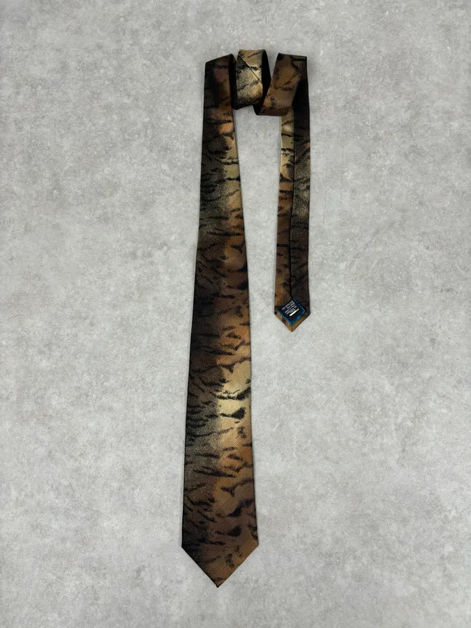 1990s Roberto Cavalli Khaki Silk Animal Print TIE fFmyjza 0