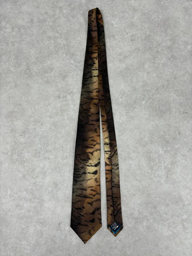 1990s Roberto Cavalli Khaki Silk Animal Print TIE fFmyjza 4