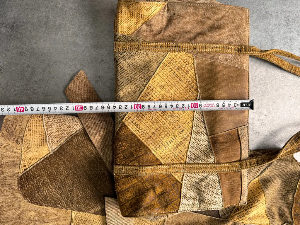 1990s Roberto Cavalli Leather Patchwork Jacket & Bag Set bzFdaCu 7