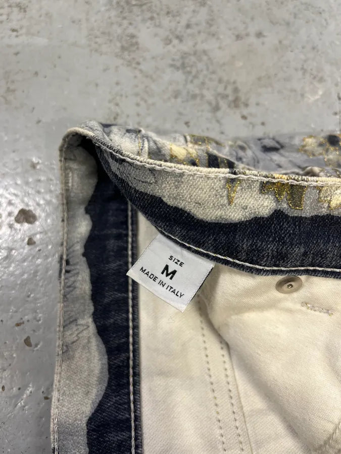 1990s Roberto Cavalli Medieval Flowers Blue Pants oscKtHa 10