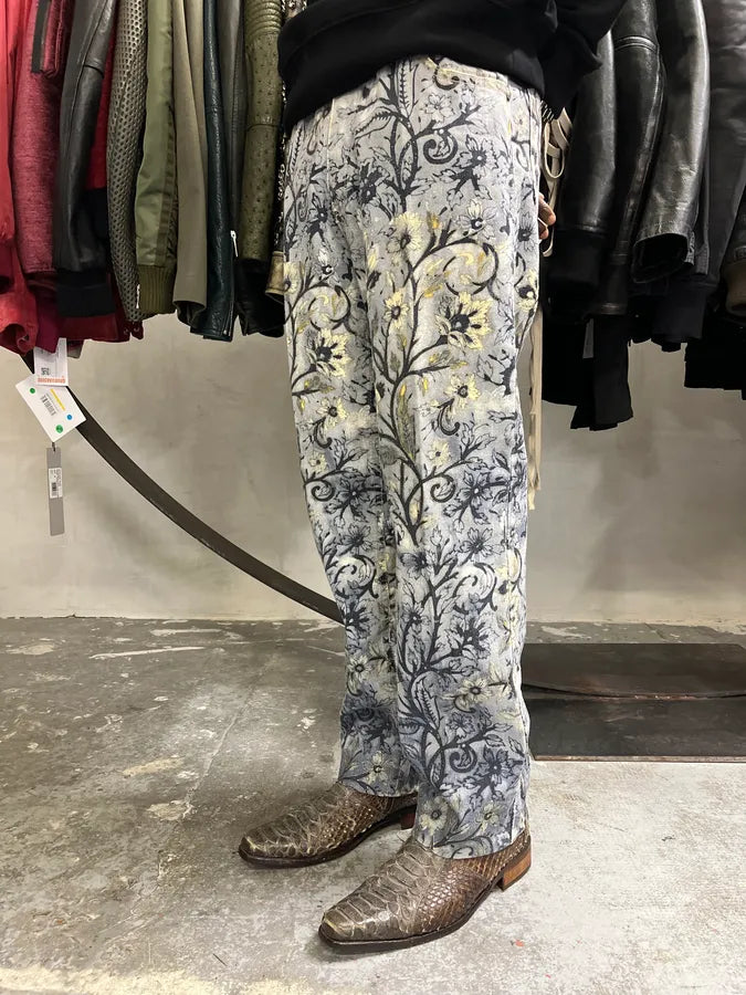 1990s Roberto Cavalli Medieval Flowers Blue Pants oscKtHa 2