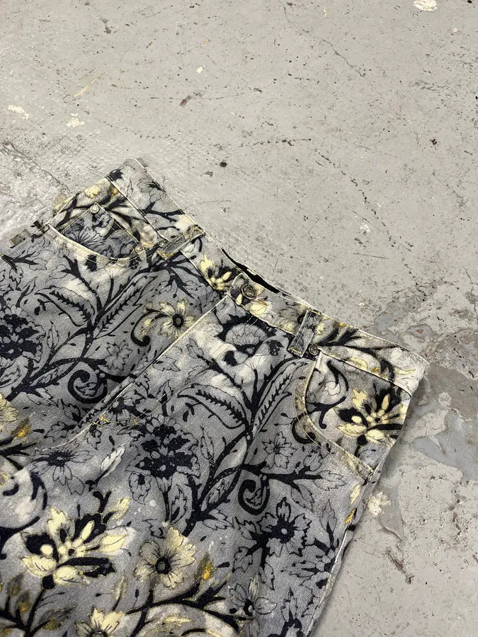 1990s Roberto Cavalli Medieval Flowers Blue Pants oscKtHa 5