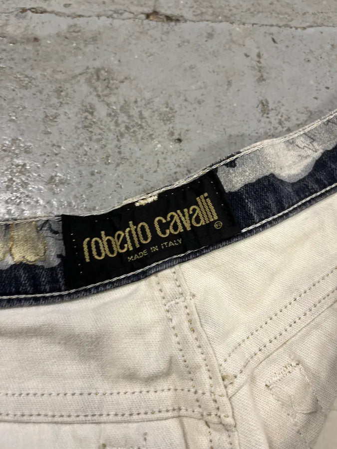 1990s Roberto Cavalli Medieval Flowers Blue Pants oscKtHa 9