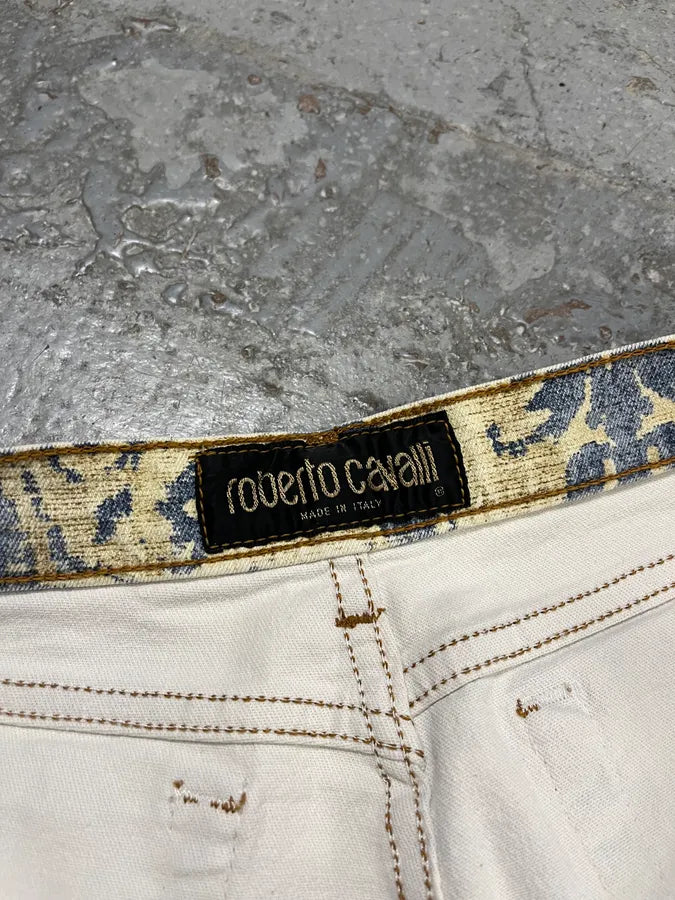 1990s Roberto Cavalli Mozaic Faded Beige & Blue Jeans OFvnDpP 10