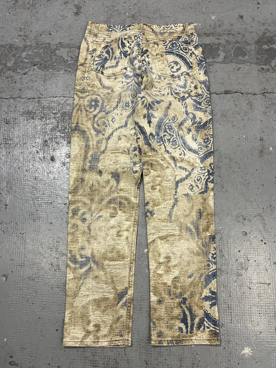1990s Roberto Cavalli Mozaic Faded Beige & Blue Jeans OFvnDpP 7
