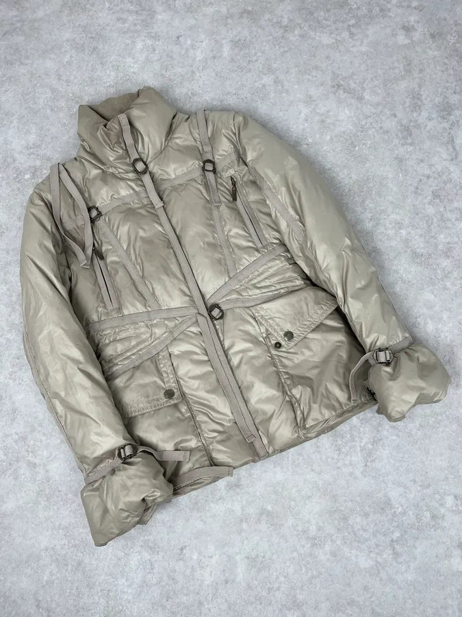 AW2005 Cavalli Beige Parachute Bondage Harness Puffer Jacket LUxfBZd 3