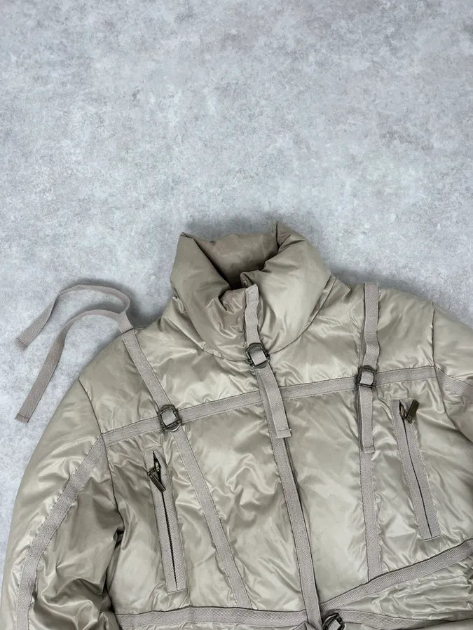 AW2005 Cavalli Beige Parachute Bondage Harness Puffer Jacket LUxfBZd 4
