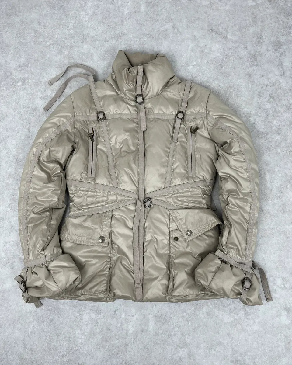 AW2005 Cavalli Beige Parachute Bondage Harness Puffer Jacket LUxfBZd 0