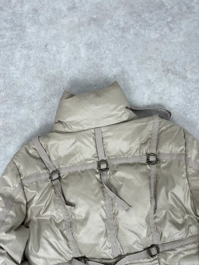 AW2005 Cavalli Beige Parachute Bondage Harness Puffer Jacket LUxfBZd 6