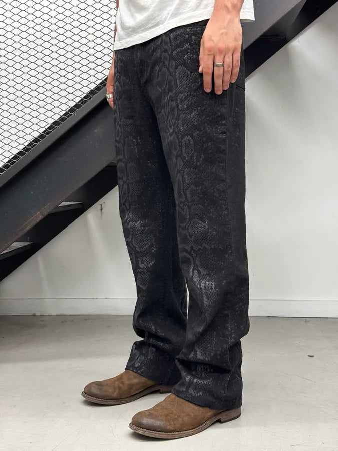 1990s Roberto Cavalli Python Effect Black Obscure Pants QhKOUdI 2