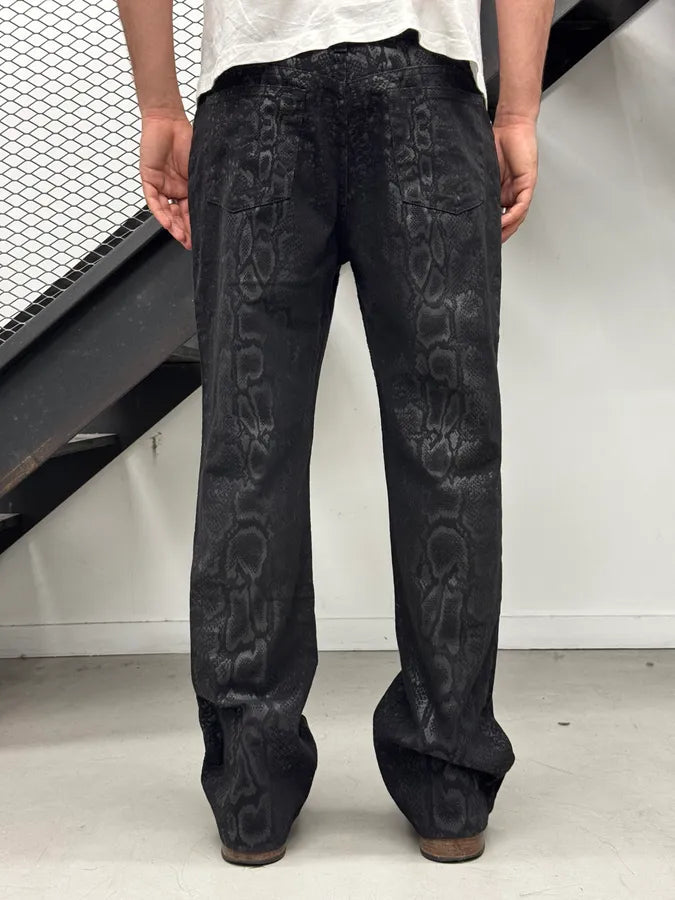 1990s Roberto Cavalli Python Effect Black Obscure Pants QhKOUdI 3