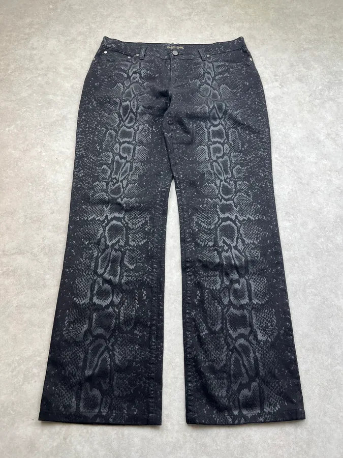 1990s Roberto Cavalli Python Effect Black Obscure Pants QhKOUdI 4