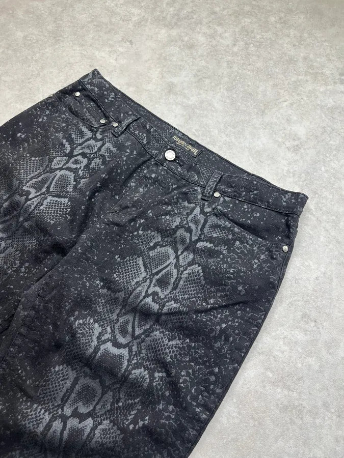 1990s Roberto Cavalli Python Effect Black Obscure Pants QhKOUdI 5