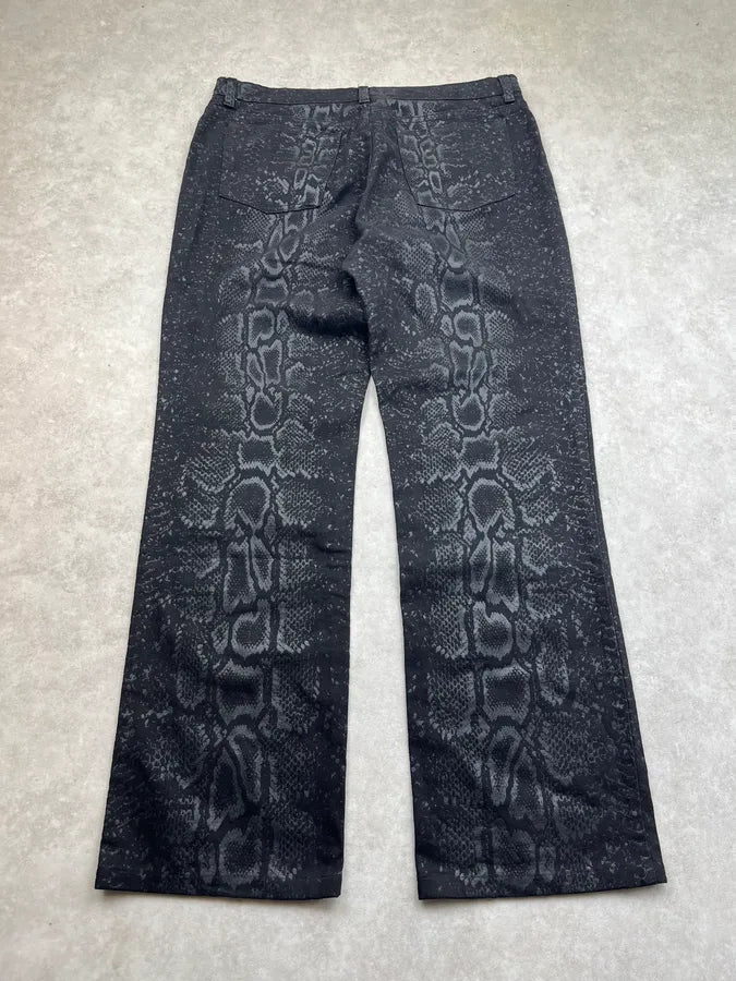 1990s Roberto Cavalli Python Effect Black Obscure Pants QhKOUdI 7