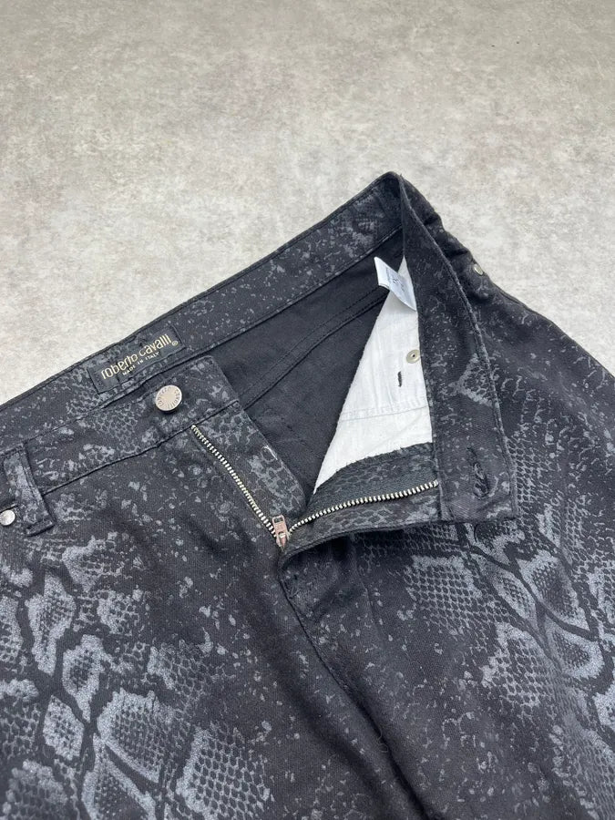 1990s Roberto Cavalli Python Effect Black Obscure Pants QhKOUdI 8