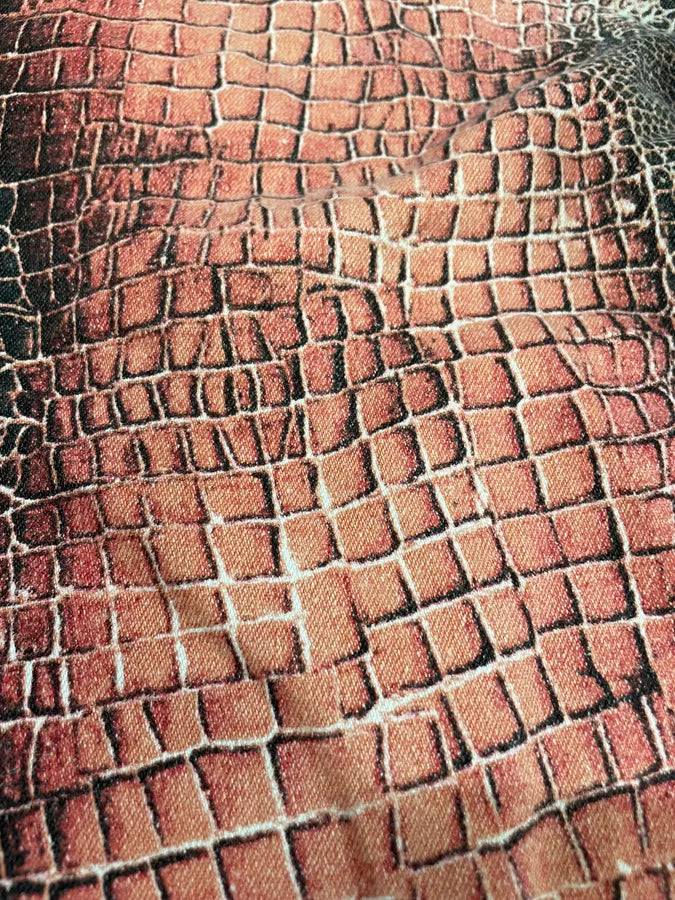 1990s Roberto Cavalli Red Crocodile Print Pants (M) 4