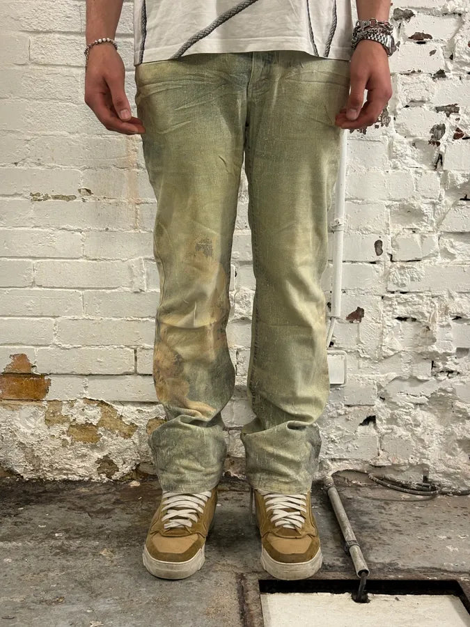1990s Roberto Cavalli Renaissance God’s Angel Yellow & Blue Pants liPzqgY 1