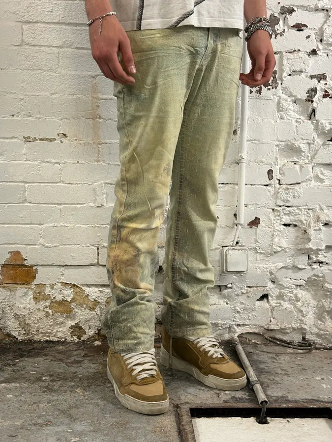 1990s Roberto Cavalli Renaissance God’s Angel Yellow & Blue Pants liPzqgY 2