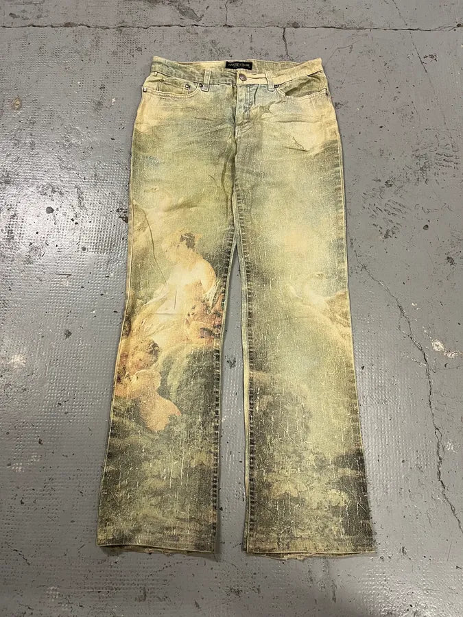 1990s Roberto Cavalli Renaissance God’s Angel Yellow & Blue Pants liPzqgY 4