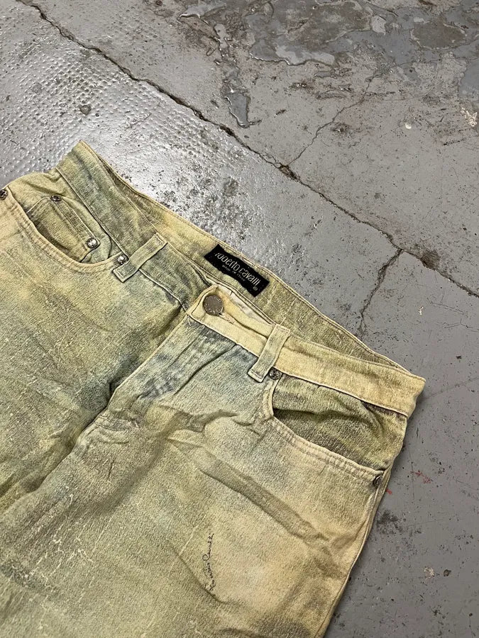 1990s Roberto Cavalli Renaissance God’s Angel Yellow & Blue Pants liPzqgY 5