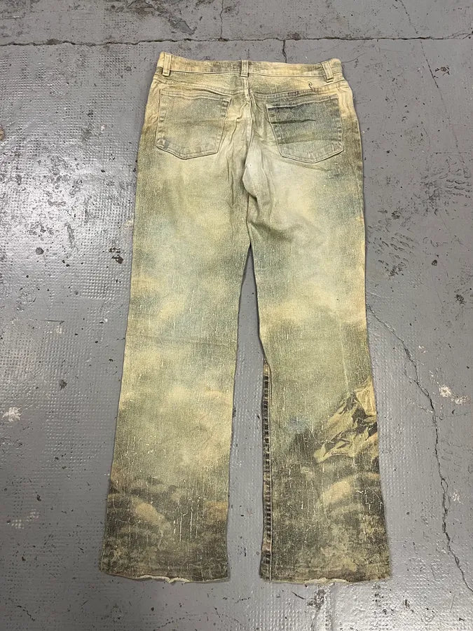 1990s Roberto Cavalli Renaissance God’s Angel Yellow & Blue Pants liPzqgY 7