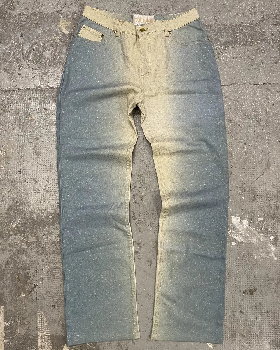 1990s Roberto Cavalli Sand Turquoise Water Pants (S) 0