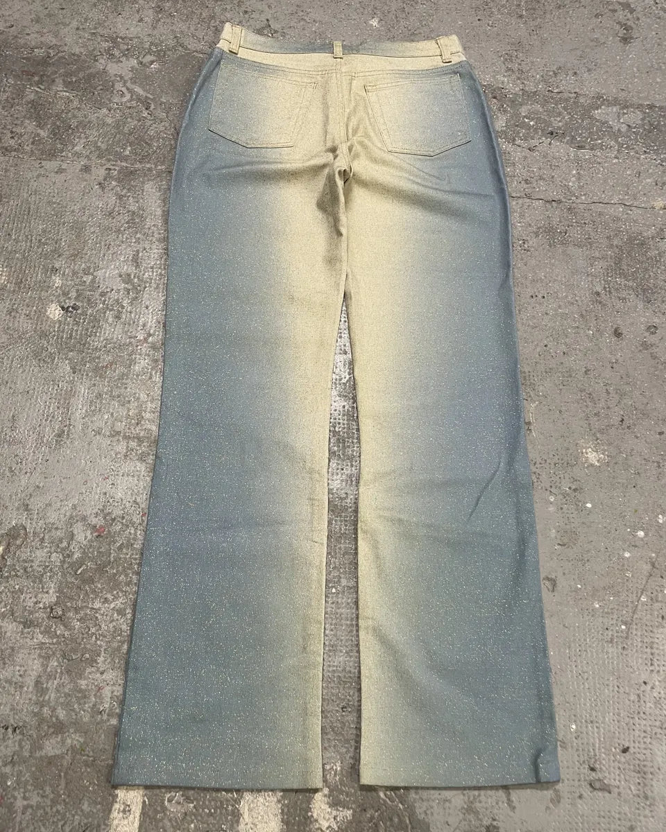 1990s Roberto Cavalli Sand Turquoise Water Pants (S) 1