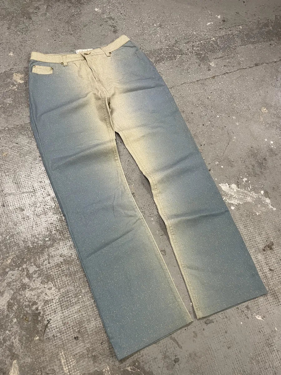 1990s Roberto Cavalli Sand Turquoise Water Pants (S) 2