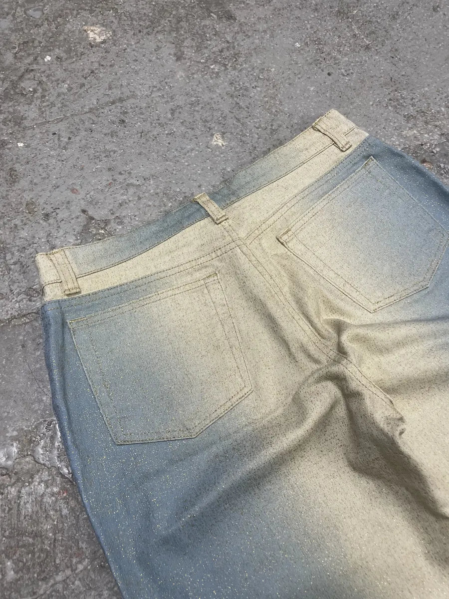 1990s Roberto Cavalli Sand Turquoise Water Pants (S) 3