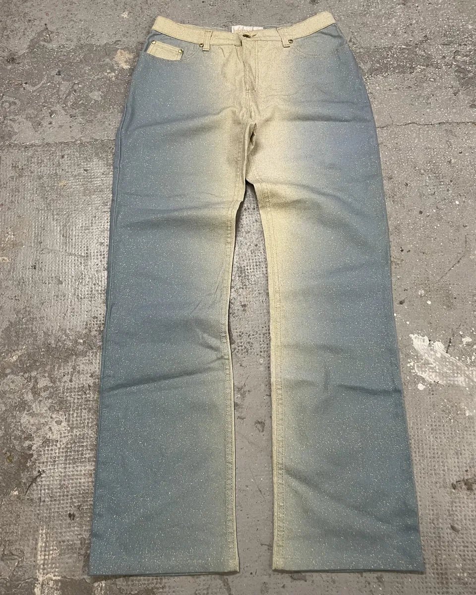 1990s Roberto Cavalli Sand Turquoise Water Pants (S) 5