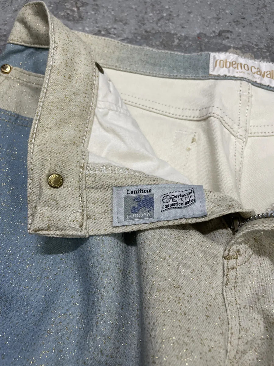 1990s Roberto Cavalli Sand Turquoise Water Pants (S) 7