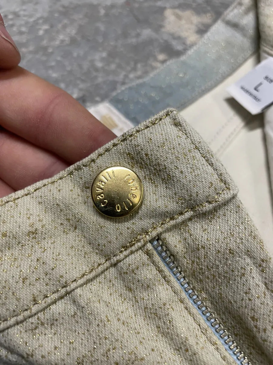 1990s Roberto Cavalli Sand Turquoise Water Pants (S) 9