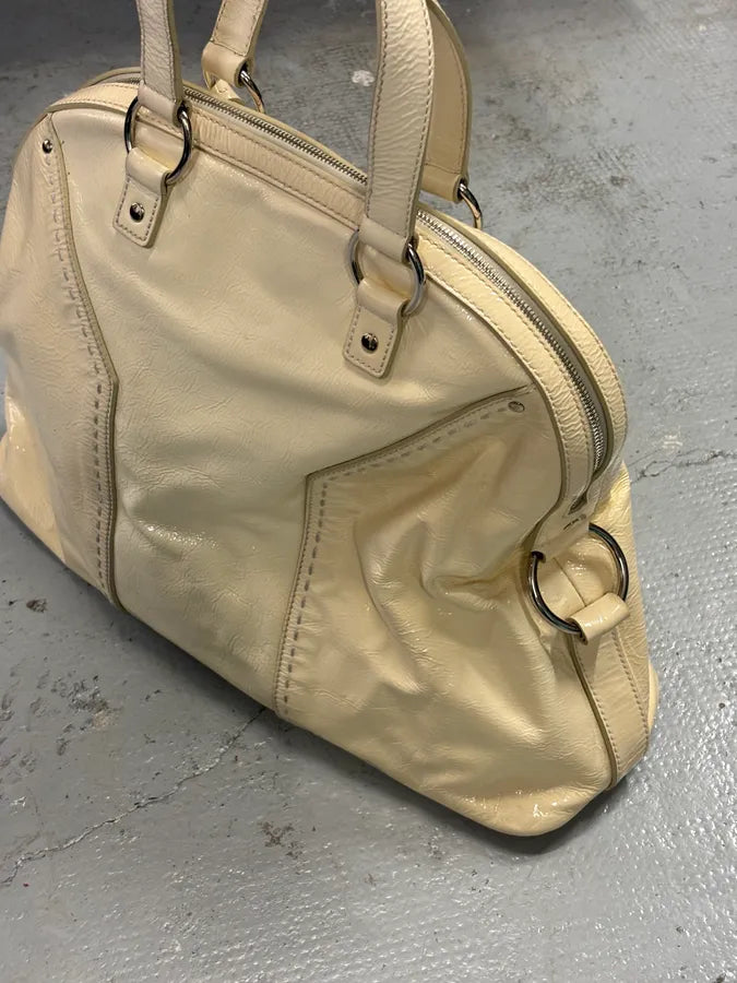 AW2008 Saint Laurent Muse Y Cream Leather Tote Bag axdnokG 10