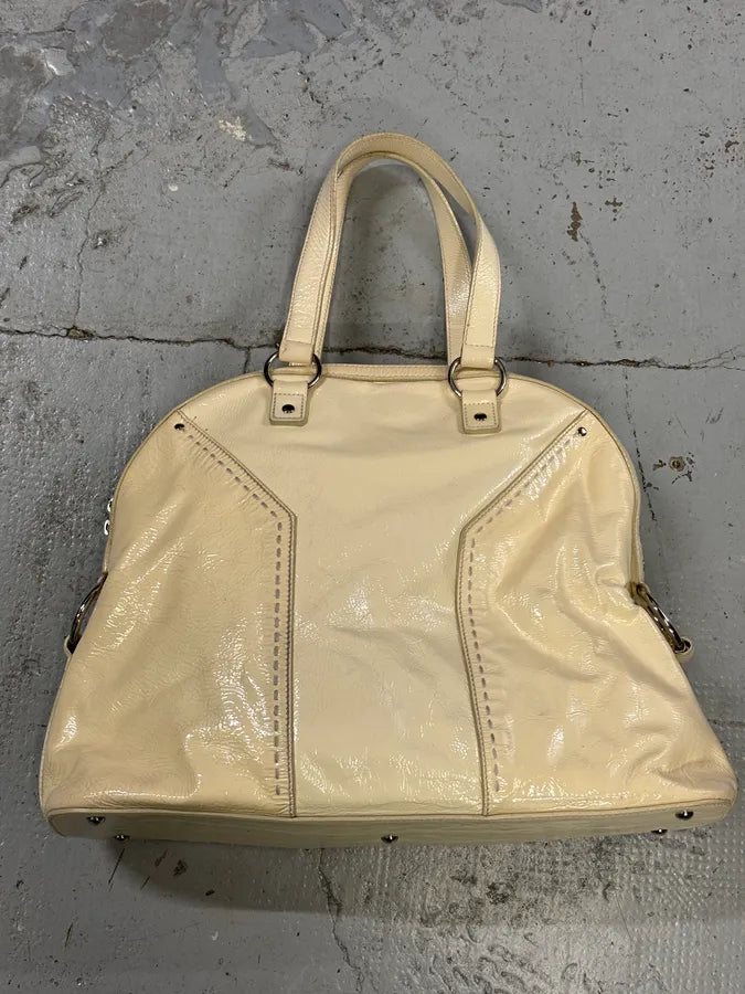 AW2008 Saint Laurent Muse Y Cream Leather Tote Bag axdnokG 4