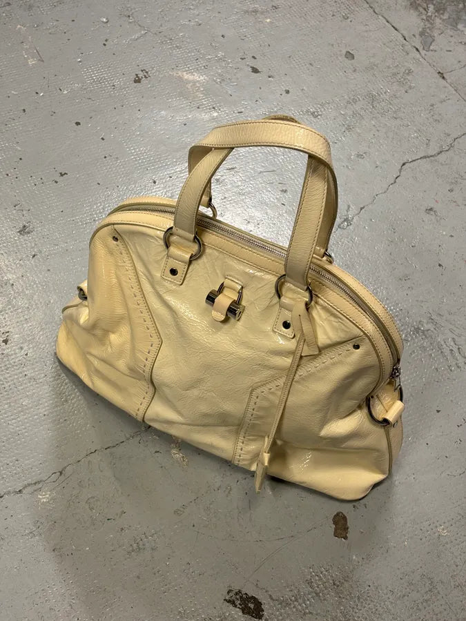 AW2008 Saint Laurent Muse Y Cream Leather Tote Bag axdnokG 6