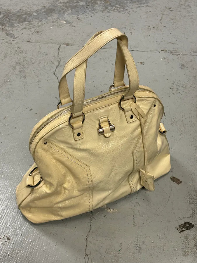 AW2008 Saint Laurent Muse Y Cream Leather Tote Bag axdnokG 0