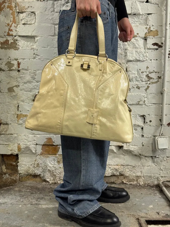 AW2008 Saint Laurent Muse Y Cream Leather Tote Bag axdnokG 1