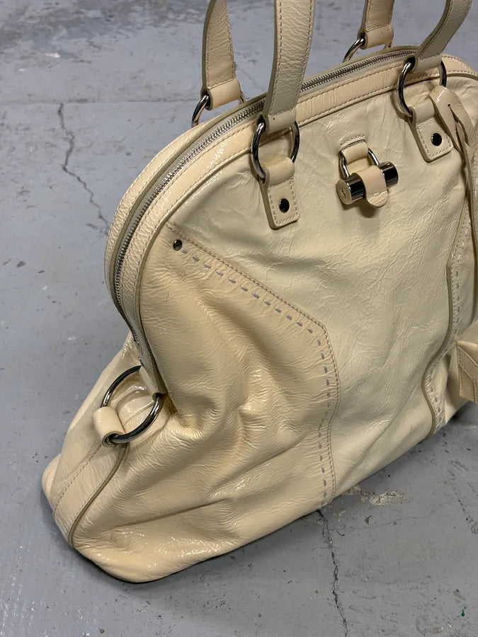 AW2008 Saint Laurent Muse Y Cream Leather Tote Bag axdnokG 9