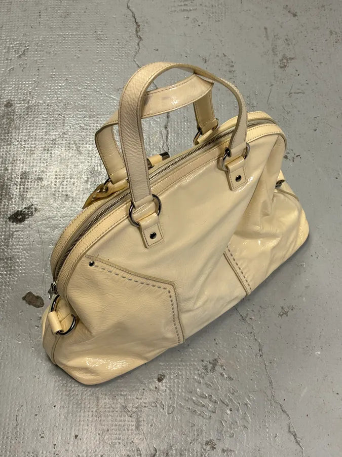 AW2008 Saint Laurent Muse Y Cream Leather Tote Bag axdnokG 5