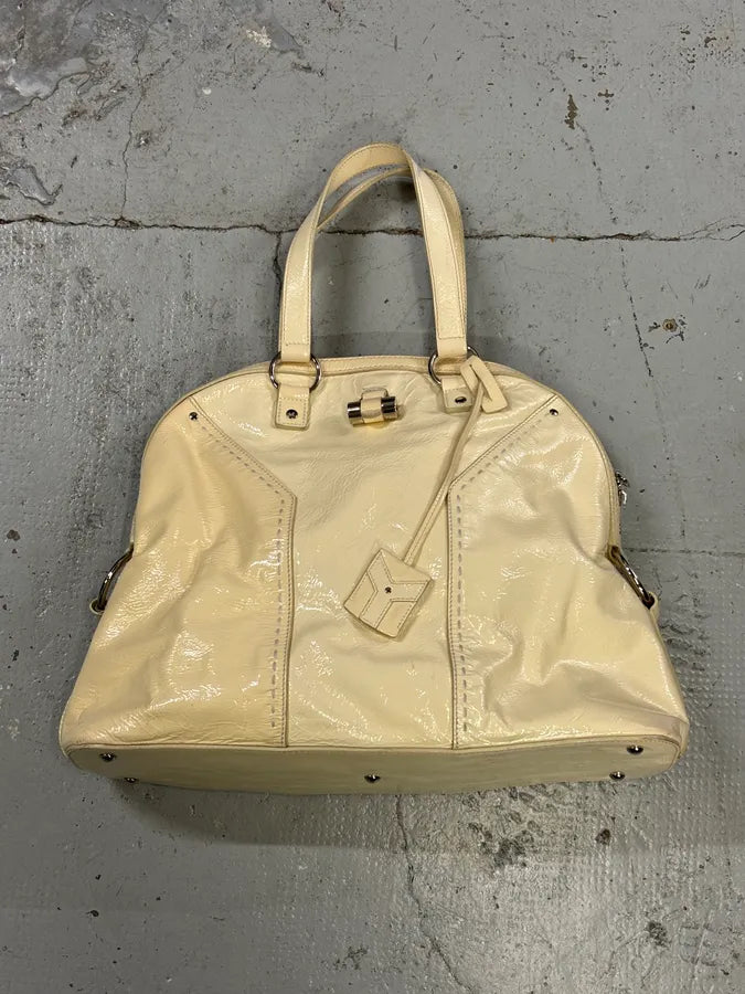 AW2008 Saint Laurent Muse Y Cream Leather Tote Bag axdnokG 3