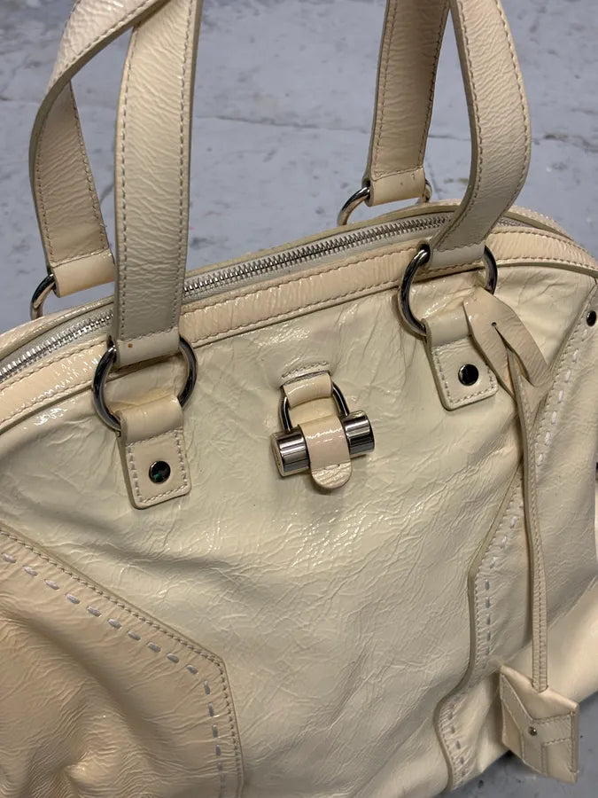 AW2008 Saint Laurent Muse Y Cream Leather Tote Bag axdnokG 11