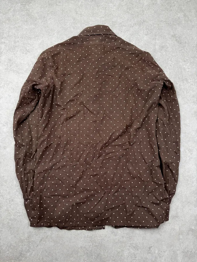 1990s Saint Laurent Rive Gauche Brown Polka Shirt Czjeogj 4