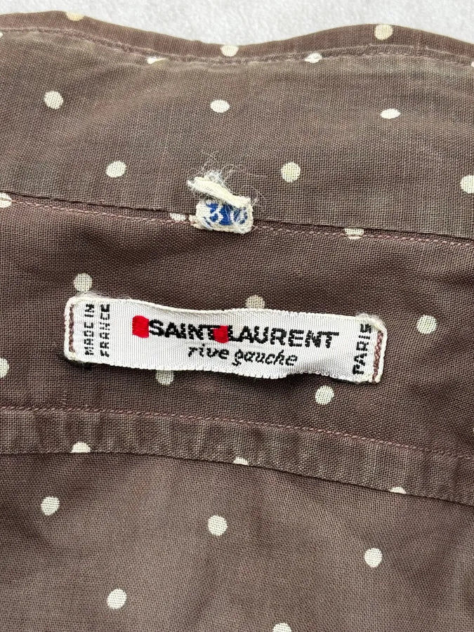 1990s Saint Laurent Rive Gauche Brown Polka Shirt Czjeogj 8