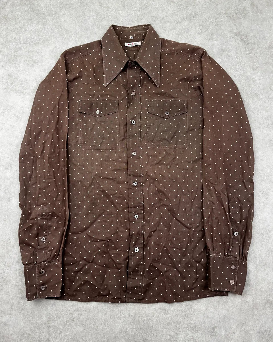 1990s Saint Laurent Rive Gauche Brown Polka Shirt Czjeogj 0