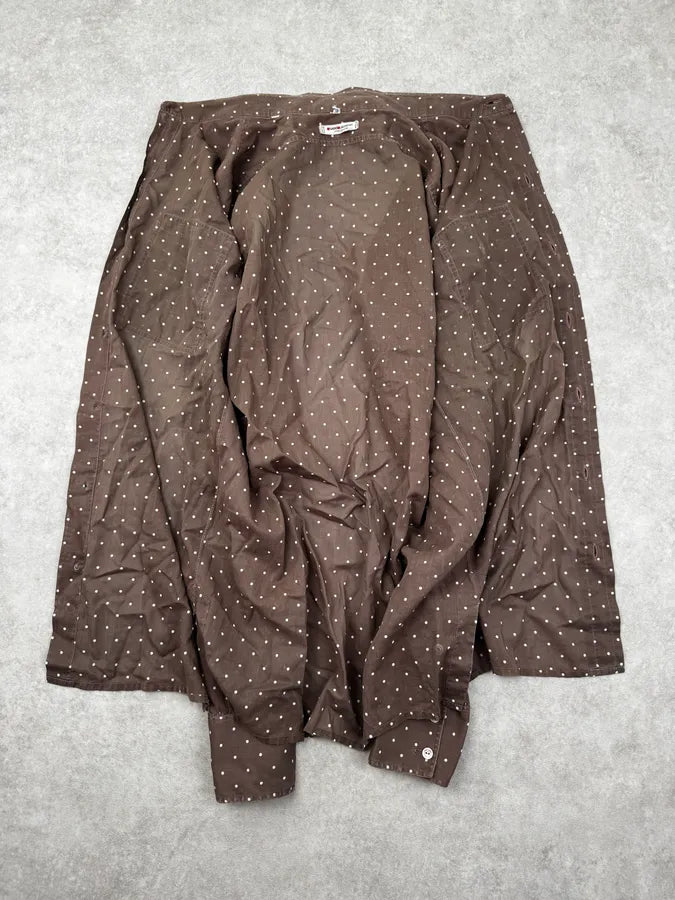 1990s Saint Laurent Rive Gauche Brown Polka Shirt Czjeogj 7
