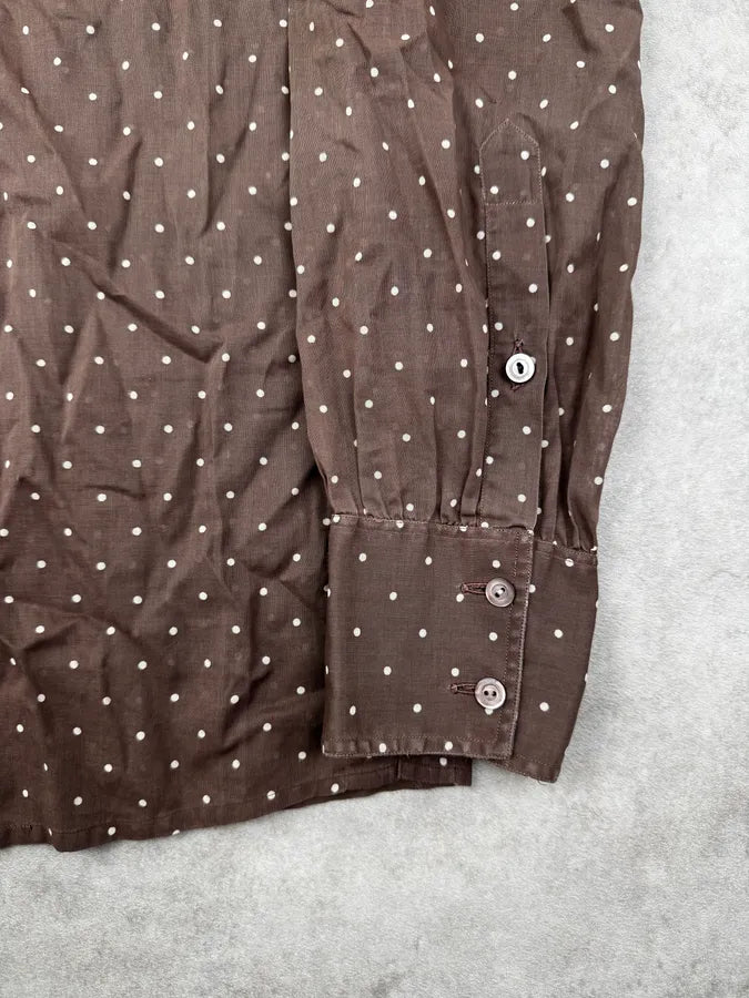 1990s Saint Laurent Rive Gauche Brown Polka Shirt Czjeogj 6