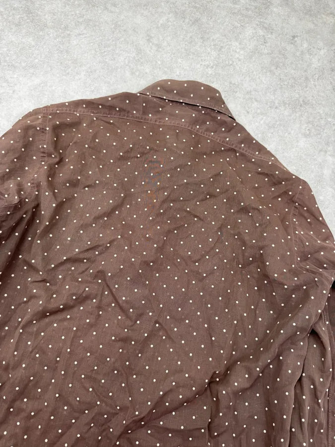 1990s Saint Laurent Rive Gauche Brown Polka Shirt Czjeogj 5